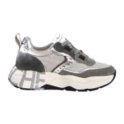 Grijze Sneakers Club105 Leer/Nylon Voile Blanche , Gray , Dames