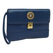 Pre-owned Leather clutches Versace Pre-owned , Blue , Dames