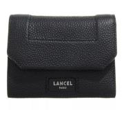 Zwarte leren portemonnee met metalen details Lancel , Black , Dames