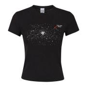 Rhinestone Space T-Shirt Re/Done , Black , Dames