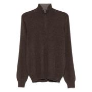 Luxe Cashmere Half-Zip Gebreide Kleding Barba , Brown , Heren