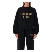 Cropped Fleece Crewneck Sweater Fear Of God , Black , Dames