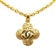 Pre-owned Metal necklaces Chanel Vintage , Yellow , Dames