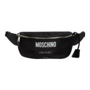 Gestreepte heuptas met verstelbare band Moschino , Black , Heren