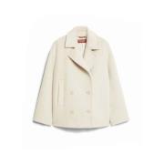 Beige Alpaca Wol Double-Breasted Jas Max Mara , Beige , Dames