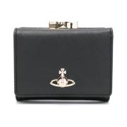 Zwarte Tri-Fold Leren Portemonnee Vivienne Westwood , Black , Dames