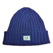 Merino Logo Beanie, Zwart C.p. Company , Blue , Heren