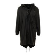 Zwarte Fishtail Parka Jas Rains , Black , Heren