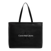 Stijlvolle Tote Tas met Ritssluiting Calvin Klein Jeans , Black , Dame...