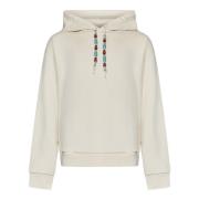 Witte Katoenen Hoodie met Kralen Detail Alanui , White , Heren