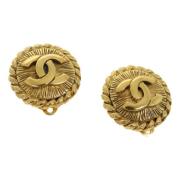 Pre-owned Metal earrings Chanel Vintage , Yellow , Dames