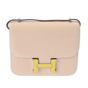 Pre-owned Leather shoulder-bags Hermès Vintage , Beige , Dames