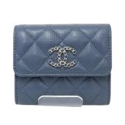 Pre-owned Leather wallets Chanel Vintage , Blue , Dames