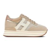 Beige Sneakers met Logo Details Hogan , Beige , Dames