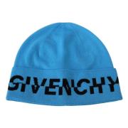 Luxe Wollen Muts met Logodetail Givenchy , Blue , Unisex