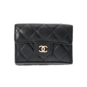 Pre-owned Leather wallets Chanel Vintage , Black , Dames