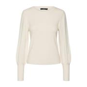 Puff Ls O-Neck Gebreide Trui Vero Moda , White , Dames