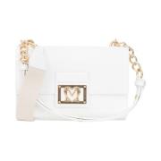 Saffiano Leren Portemonnee Love Moschino , White , Dames