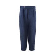 Linnen Denim Effect Broek Emporio Armani , Blue , Heren