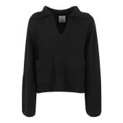 Zwarte Kraag Sweater 1/1 Allude , Black , Dames