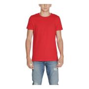 Rode Effen Korte Mouw T-shirt Tommy Hilfiger , Red , Heren