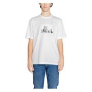 Wit Bedrukt Katoenen T-Shirt Mannen Armani Exchange , White , Heren