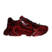 Rode Leopard Daymaster Sneakers met Logo Dolce & Gabbana , Red , Heren