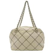 Pre-owned Leather chanel-bags Chanel Vintage , Beige , Dames