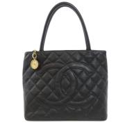 Pre-owned Leather totes Chanel Vintage , Black , Dames