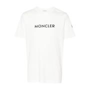 Logo Print Crew Neck T-shirt Moncler , White , Heren