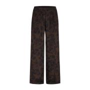 Zijden Stretch Rechte Pijp Broek Heartmade , Brown , Dames