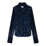 Blauwe Pailletten Shirt Zadig & Voltaire , Blue , Dames