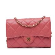 Pre-owned Leather wallets Chanel Vintage , Pink , Dames