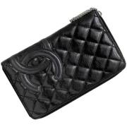 Pre-owned Leather wallets Chanel Vintage , Black , Dames