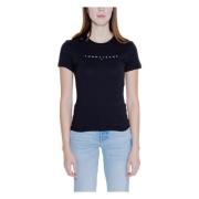 Zwarte Katoenen Ronde Hals T-shirt Vrouwen Tommy Hilfiger , Black , Da...