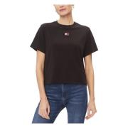 Zwart Effen Kortemouw T-shirt Tommy Hilfiger , Black , Dames