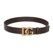 Bruin leren riem met gouden gesp Dolce & Gabbana , Brown , Heren