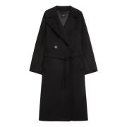 Zwarte wollen jas met dubbele rij knopen Max Mara , Black , Dames