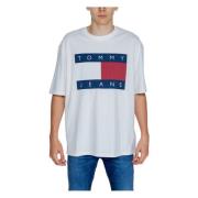 Wit Print T-shirt, Korte Mouwen, Ronde Hals Tommy Hilfiger , White , H...