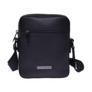 Crossbody bag in black tumbled leather Baldinini , Black , Heren