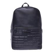 Backpack in black quilted leather with monogram Baldinini , Black , He...