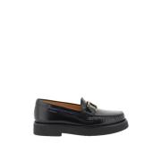 Tijdloze leren loafers met T-gesp Tod's , Black , Dames