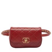 Pre-owned Leather chanel-bags Chanel Vintage , Red , Dames