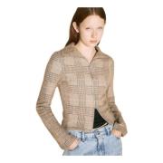 Hound Check Zip-Up Sweater Our Legacy , Beige , Dames