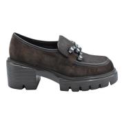 Donkerbruine Suède Loafers Rubberen Zool Jeannot , Brown , Dames