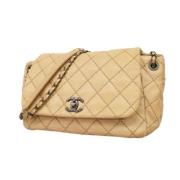 Pre-owned Leather chanel-bags Chanel Vintage , Beige , Dames