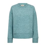 Groene Pullover met Zijknopen Freequent , Green , Dames