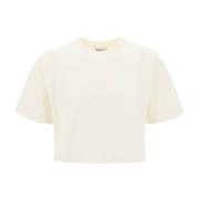 Debossed Logo Boxy T-shirt Autry , White , Dames