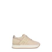 Beige Suède Leren Sneakers Ronde Neus Hogan , Beige , Dames