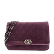 Pre-owned Velvet wallets Chanel Vintage , Purple , Dames